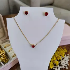 CONJUNTO CORAÇÃO VERMELHO 6MM