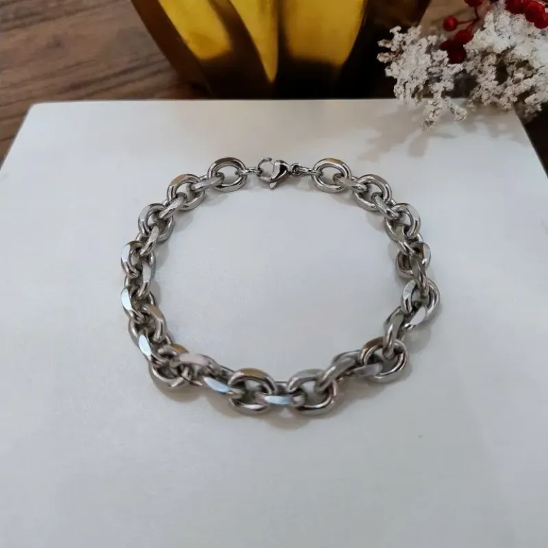 PULSEIRA AÇO ELO CÍRCULOS 20CM